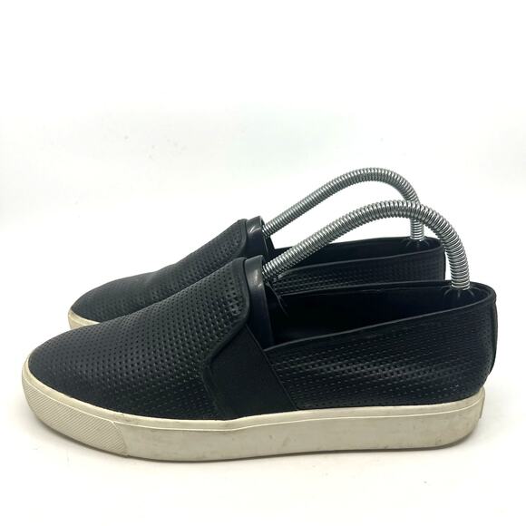 VINCE Black Perforated Leather Slip On Sneakers Women's 8 US - Picture 2 of 9